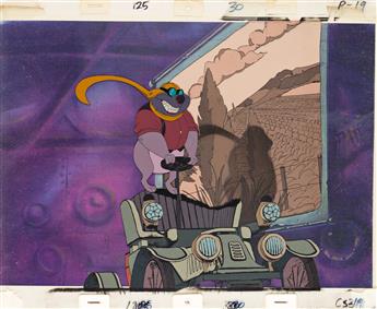 (ANIMATION) DON BLUTH (1937-) All Dogs Go to Heaven. Carface key multi-animation production cel Setup.